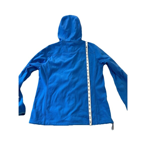 LL Bean Polartec Blue Hooded Fleece Jacket Womens Medium Full Zip - Picture 2 of 5